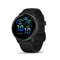 Garmin - vívoactive 6 GPS Smartwatch 42 mm Fiber-reinforced polymer - Slate with Black Band - Large Front