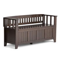 Simpli Home - Acadian solid wood 48 inch Wide Transitional Entryway Storage Bench - Brunette Brown - Large Front