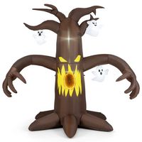 Costway - 7.8 Ft Halloween Inflatables Scary Dead Tree Halloween Decoration with Ghost - Brown - Large Front