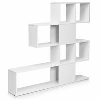Costway - 5-Tier Bookshelf Corner Ladder Bookcase Display Storage Rack - White - Large Front