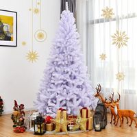 Costway - 7.5Ft Hinged Christmas Tree Pine Tree 1346 Tips Metal - White - Large Front