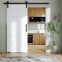 Bestier - Sliding Barn Door with Wood Paneling and Installation Hardware Kit PVC-Surfaced Closet ... - Large Front