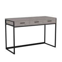 Martha Stewart - Ollie Gray 3 Drawer Home Office Desk with Oil Rubbed Bronze Metal Frame and Hard... - Large Front