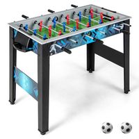 Costway - Foosball Table Game Set with 2 Footballs, Smooth Handle, 18 Realistic Players - Black - Large Front