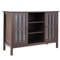 Costway - Wood TV Stand Entertainment Media Center Console for TV up to 50'' - Brown - Large Front