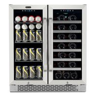 Whynter - 30″ Built-In French Door Dual Zone 33 Bottle Wine Refrigerator 88 Can Beverage Center -... - Large Front