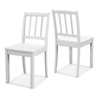 Costway Wood Dining Chair Set of 2 with Rubber Wood Legs Curved Backrest for Kitchen - White - Large Front