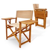Balkene Home - Walker Outdoor Folding Directors Chair with Side Tables - Tan - Large Front