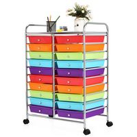 Costway - 20 Drawers Rolling Cart Storage Scrapbook Paper Studio Organizer - Multicolor - Large Front