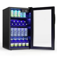 Costway - 120 Can Beverage Refrigerator Beer Wine Soda Drink Cooler Mini Fridge - Black - Large Front