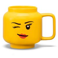 Room Copenhagen - LEGO: Classic Yellow Minifigures Winking Girl Ceramic Mug, 17.9oz - Large Front