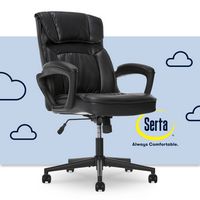 Serta - Hannah Upholstered Executive Office Chair with Pillowed Headrest - Smooth Bonded Leather ... - Large Front