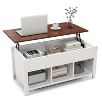 Costway Lift Top Coffee Table w/ Hidden Compartment and Storage Shelves Modern Furniture - White - Large Front