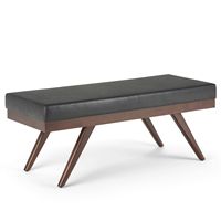 Simpli Home - Chanelle Mid Century Ottoman Bench - Distressed Black - Large Front