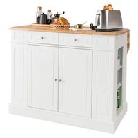 Costway Kitchen Island with Storage Drop Leaf Breakfast Bar Table with Top Freestanding Buffet Si... - Large Front