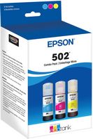 Epson - EcoTank 502 3-Pack Ink Bottles - Cyan/Magenta/Yellow - Large Front