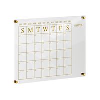 Martha Stewart - Grayson Premium Acrylic Monthly Wall Calendar with Notes Section - Clear/Gold - Large Front