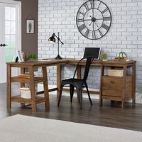 Sauder - Trestle L-Desk - Vintage Oak - Large Front