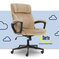 Serta - Hannah Upholstered Executive Office Chair with Pillowed Headrest - Soft Plush - Beige - Large Front