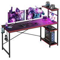 Bestier Gaming Desk 61'' H-shape Computer Office table - Carbon Fiber Black - Large Front