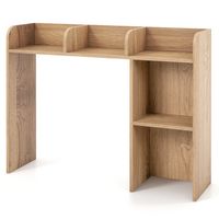 Costway - Desk Bookshelf Desktop Storage Organizer Display Shelf Rack Dorm Office - Natural - Large Front