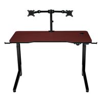 OSP Home Furnishings - Arena 1337 Battlestation Gaming Desk - Red Carbon Fiber/Black - Large Front