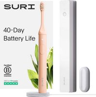 SURI - S1 Electric Toothbrush with UV Light Cleaning and Charging Case and Mirror Mount - Pink - Large Front