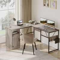 Bestier - L-Shaped Computer Desk with Storage Cabinet - 60