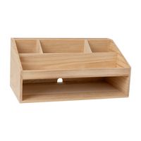 Martha Stewart - Weston Premium Paulownia Wood Organizer - Light Natural - Large Front