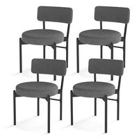 Costway Dining Chair Set of 4 with Curved Backrest Padded Seat & Metal Legs for Dining Room - Gray - Large Front