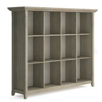 Simpli Home - Acadian Rustic Wood 12-Shelf Bookcase - Distressed Gray - Large Front