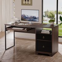 Bestier 55-Inch Gaming Desk with Keyboard Tray Modern Computer Desk with Storage File Drawer Flut... - Large Front