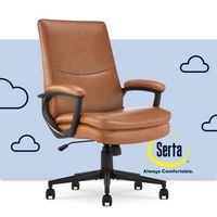 Serta - Comfort Mid-Back Bonded Leather Executive Office Chair - Cognac - Large Front