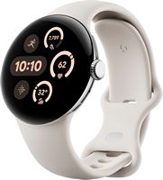 Google - Pixel Watch 3 (41mm) Smartwatch with Porcelain Band - LTE - Polished Silver - Large Front