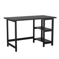 Martha Stewart - Beckett Modern Trestle Desk with Open Side Shelving in - Black Wood Grain - Large Front