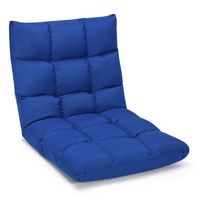Costway - Adjustable 14-Position Floor Chair Folding Lazy Gaming Sofa Lounge Chair - Blue - Large Front