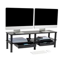 Mind Reader - Dual Monitor Stand, Storage Shelf, Desktop Organizer, Riser, Office, 38.5