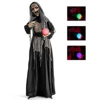 Costway - 6ft Halloween Animatronics Standing Witch Talking Animated Wicked Witch - Black - Large Front