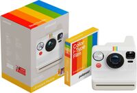 Polaroid - Now Gen 3 Instant Camera + Color Film Bundle (8 Photos) - Pebble White - Large Front