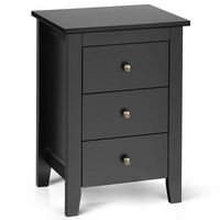 Costway - Nightstand End Beside Sofa Table Cabinet with  3 Drawers Bedroom Furniture - Black - Large Front