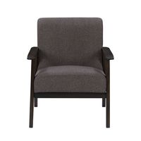 CorLiving - Greyson Wood Armchair - Charcoal Brown - Large Front