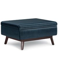 Simpli Home - Owen Coffee Table Storage Ottoman - Distressed Dark Blue - Large Front