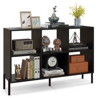 Costway - 6 Cube Storage Shelf Organizer Bookcase Square Cubby Cabinet Bedroom - Black - Large Front