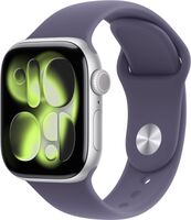 Apple Watch Series 11 (GPS) 42mm Silver Aluminum Case with Purple Fog Sport Band - S/M - Silver -... - Large Front