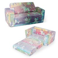 Costway - 2-in-1 Flip Out Kid’s Sofa Chair Convertible Toddler Couch to Lounger - Colorful - Large Front