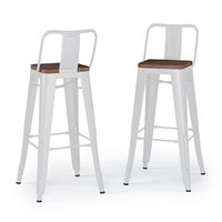 Simpli Home - Rayne Metal and Wood Bar Stool (Set of 2) - White - Large Front