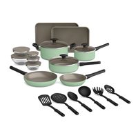 Bella - 21-Piece Ceramic Nonstick Cookware Set - Seaglass - Large Front