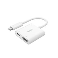 Belkin - USB C to HDMI Adapter + USBC Charging Port,  4K UHD Video, 60W Passthrough Power - White - Large Front