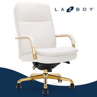 La-Z-Boy - Opus Executive Mid-Back Bonded Leather Office Chair - White and Gold - Large Front