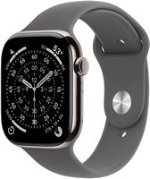 Apple Watch Series 11 (GPS+Cellular) 46mm Titanium Case with Stone Gray Sport Band - M/L - Natura... - Large Front